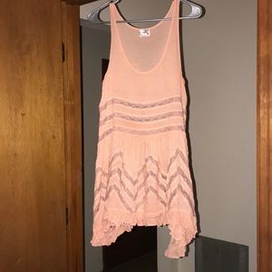 Peach Free People Voile and Lace Slip